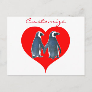 Love birds Penguin par Red Hearts Thunder_Cove Vykort