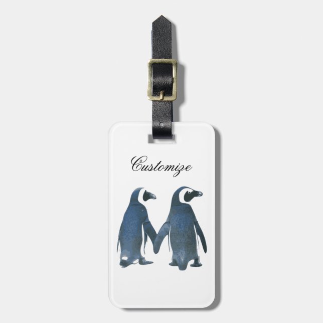 Love birds Penguin par Thunder_Cove Bagagebricka (Vertikal Framsida)