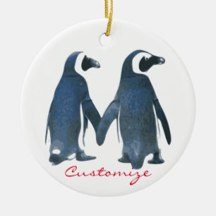 Love birds Penguin par Thunder_Cove Julgransprydnad Keramik