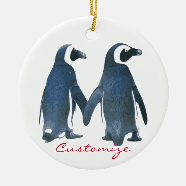 Love birds Penguin par Thunder_Cove Julgransprydnad Keramik (Framsidan)