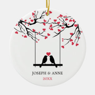 Love birds Personlig par tillsammans Julgransprydnad Keramik