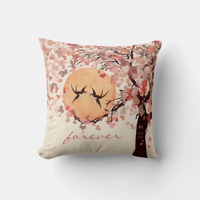 Love birds - Pillow för bröllopsdagen Kudde (Framsida)