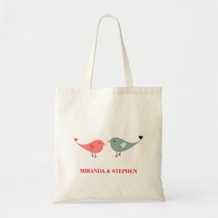 Love birds Red & Black Heart Bröllop Tygkasse