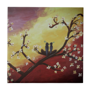 Love birds romantisk bildplatta kakelplatta