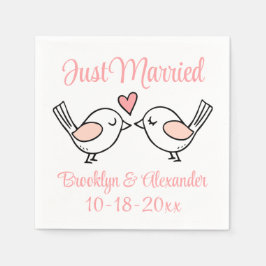 Love birds Rosa Ny gifta Lovebird Bröllop Pappersservett