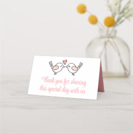 Love birds Rosa White Lovebird Tack Bröllop Placeringskort