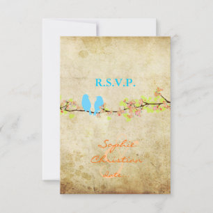 LOVE BIRDS, RSVPs/DIY färg OSA Kort