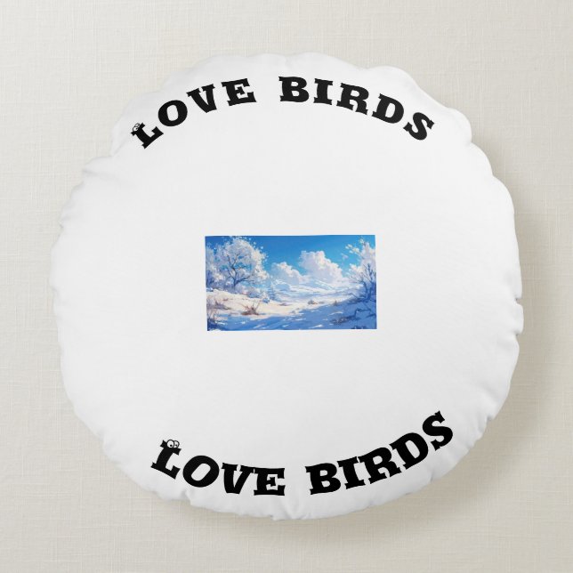 Love birds rund kudde (Framsidan)