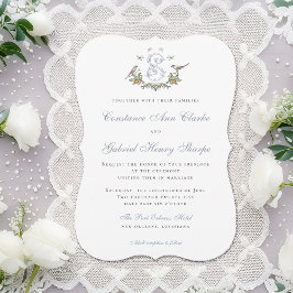 Love birds "S" Monogram bröllopsinbjudan Inbjudningar