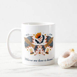 Love birds Scandinavian Folk Art Valentine Day Kaffemugg