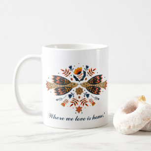 Love birds Scandinavian Folk Art Valentine Day Kaffemugg