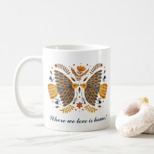Love birds Scandinavian Folk Art Valentine Day Kaffemugg