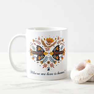 Love birds Scandinavian Folk Art Valentine Day Kaffemugg