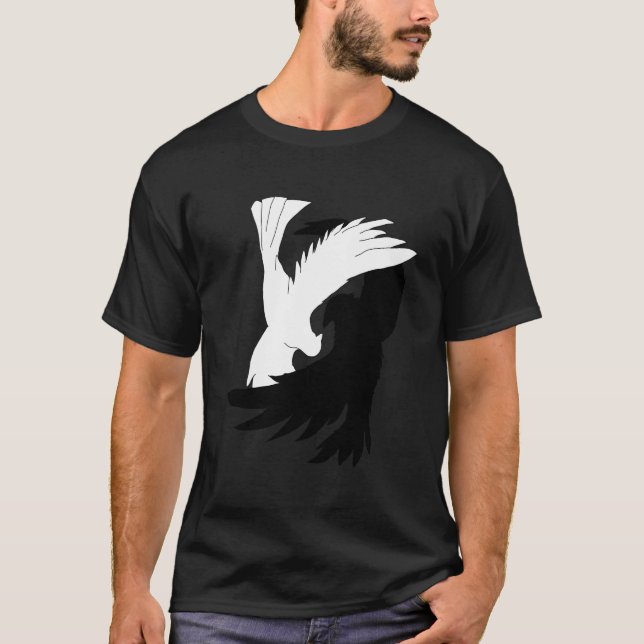 Love birds Shirt Raven Kråka Dove Yin Yang Shi T Shirt (Framsida)