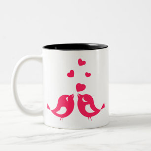 Love birds Sip tillsammans: Romantiskt par kaffeMu Två-Tonad Mugg