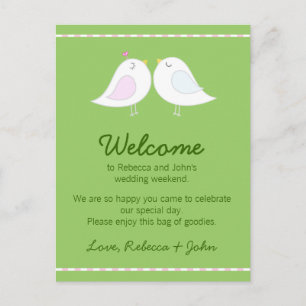 Love birds som gifta sig det välkommna kortet vykort