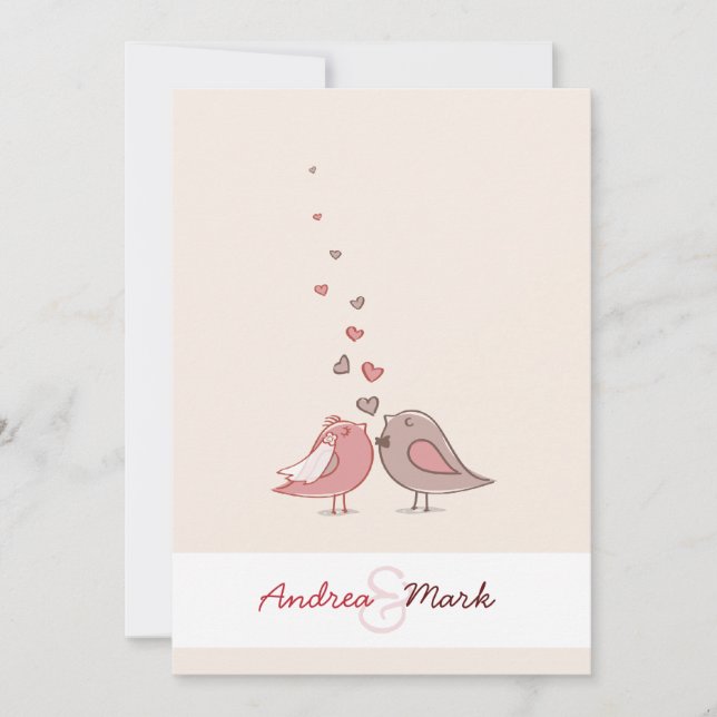 Love birds som gifta sig inbjudan (Framsida)