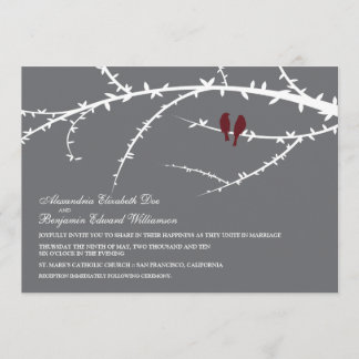 Love birds som gifta sig inbjudan (cranberryen)
