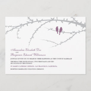 Love birds som gifta sig inbjudan (lavendel)