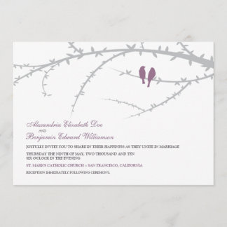 Love birds som gifta sig inbjudan (lavendel)