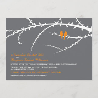 Love birds som gifta sig inbjudan (orangen)