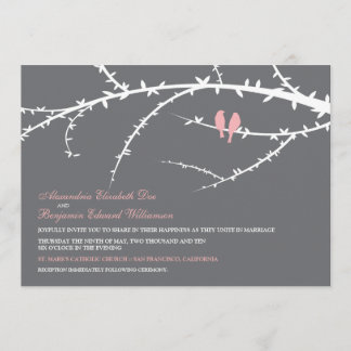 Love birds som gifta sig inbjudan (rosor)