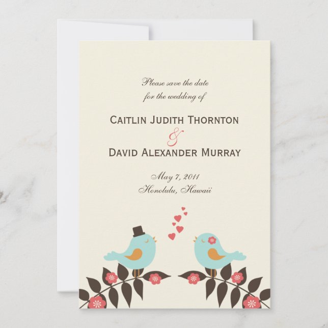 Love birds Spara datumkortet Spara Datumet (Framsida)