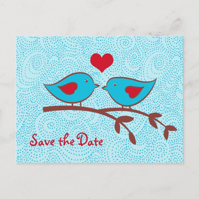 Love birds Spara datumvykortet Meddelande Vykort (Framsida)