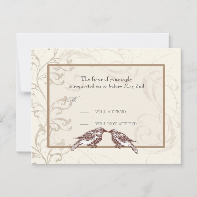 Love birds svarskort n Snöre - Bröllop OSA Kort (Framsida)