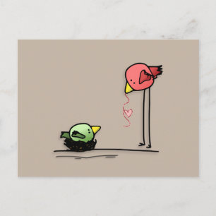 love birds tecknad baby, mask vykort
