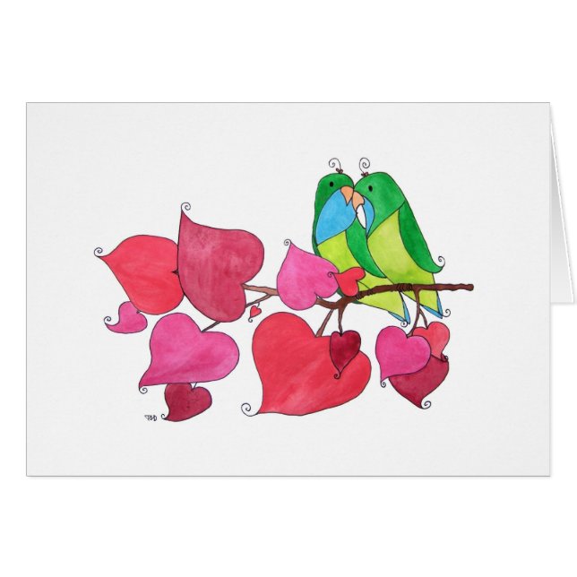 Love birds, tomt hälsningskort (Framsidan Horizontal)