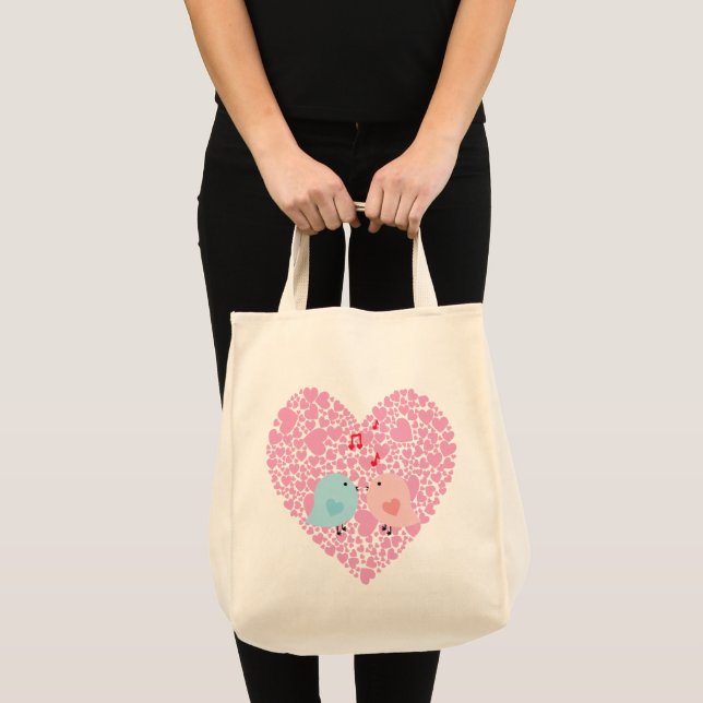 Love birds Tote Bag Tygkasse (Framsida (produkt))
