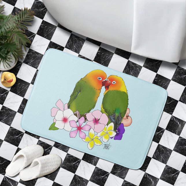 Love birds Tropical Flowers Badrumsmatta (Skapare uppladdad)