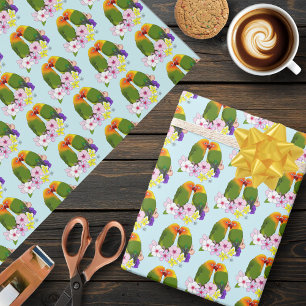 Love birds Tropical Flowers Presentpapper