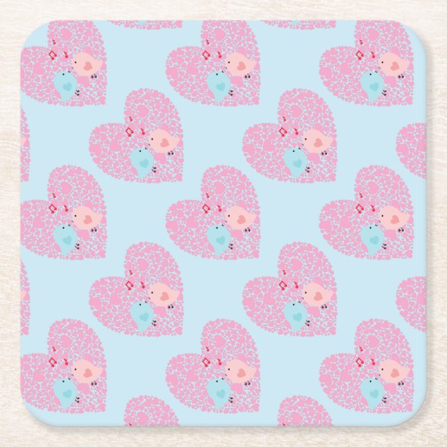 Love birds underlägg papper kvadrat (Framsidan)