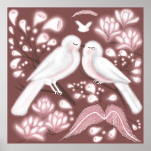 Love birds väggkonst poster