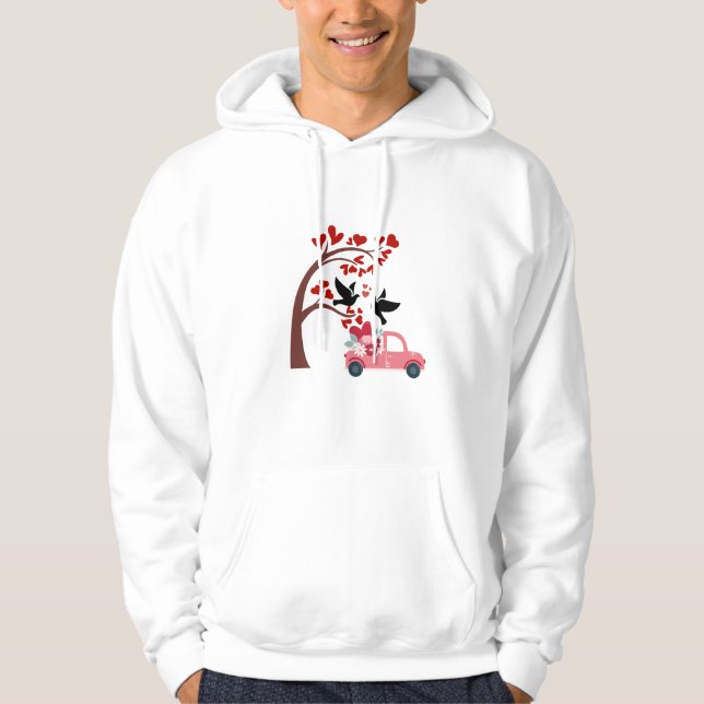 Love Birds & Valentine Floral Truck Hoodie (Framsida)