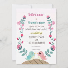 love birds vår blommor bröllopskort för bröllopsin