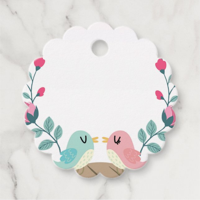 love birds vår blommor gåvor etiketter (Framsida)