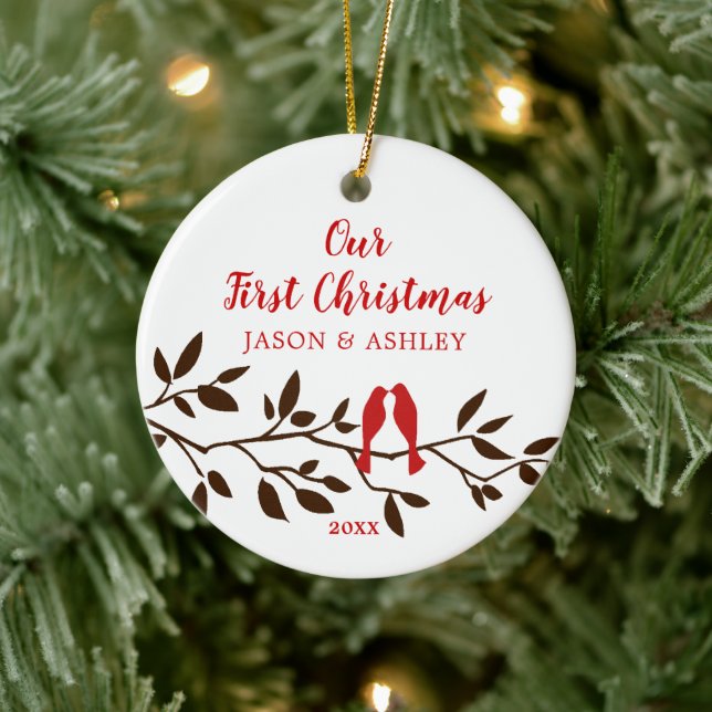 Love birds Vår första julprydnad Julgransprydnad Keramik (Träd)