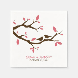 Love birds vid Träd Pappersservett