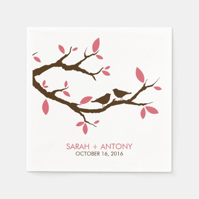 Love birds vid Träd Pappersservett (Framsidan)