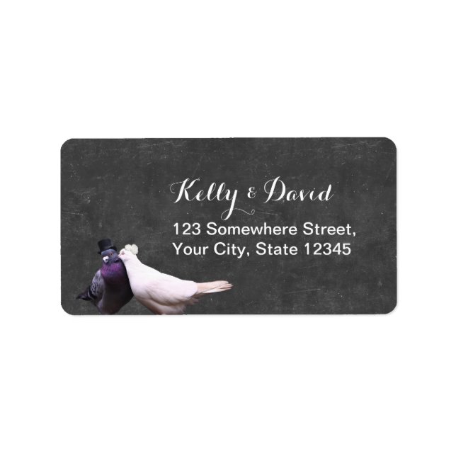 Love birds Vintage Chalkboard Bröllop Adressetikett (Framsidan)