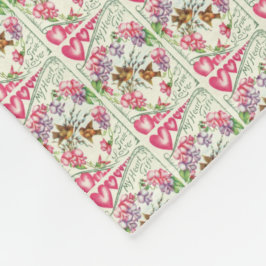 Love birds Vintage Valentines dag Fleece Blanket