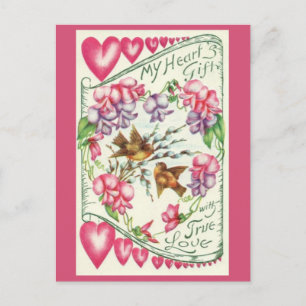 Love birds Vintage Valentinns vykort på dagen
