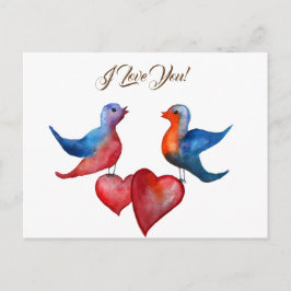 Love birds, vykort för vattenfärgsfåglar