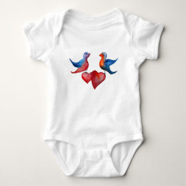 Love birds, Watercolor Birds Jersey Bodykostym T-shirt