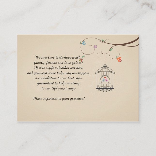 Love birds Wishing Bird Cage Card (storlekt företa Rådkort (Framsida)
