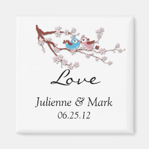 Love birdskörsbäret blomstrar bröllopmagneten magnet