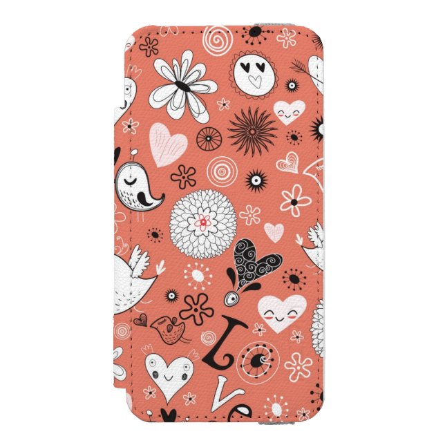 Love birdsmönster incipio iPhone wallet skal (Folio Framsidan)